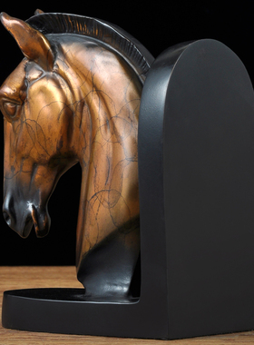 铜一对书夹书靠书立创意马头摆件书房办公室桌面装饰摆设工艺礼品