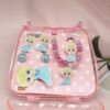 Children's cartoon hairpin bracelet without piercing earrings ring cute girl baby handbag jewelry set gift box