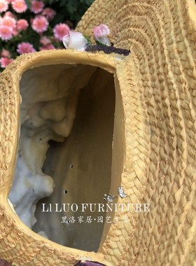 户外花园园林别墅庭院露台阳台幼儿园设计草帽装饰鸟窝景观壁挂饰