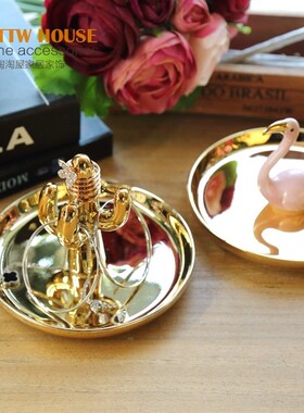 高档潮品天鹅仙人掌陶瓷首饰托盘戒指托盘收纳碟收纳家居饰品摆件
