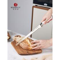 ROCKSHEAT stainless steel bread knife serrated knife French baguette cutter toast knife slicing baking tool