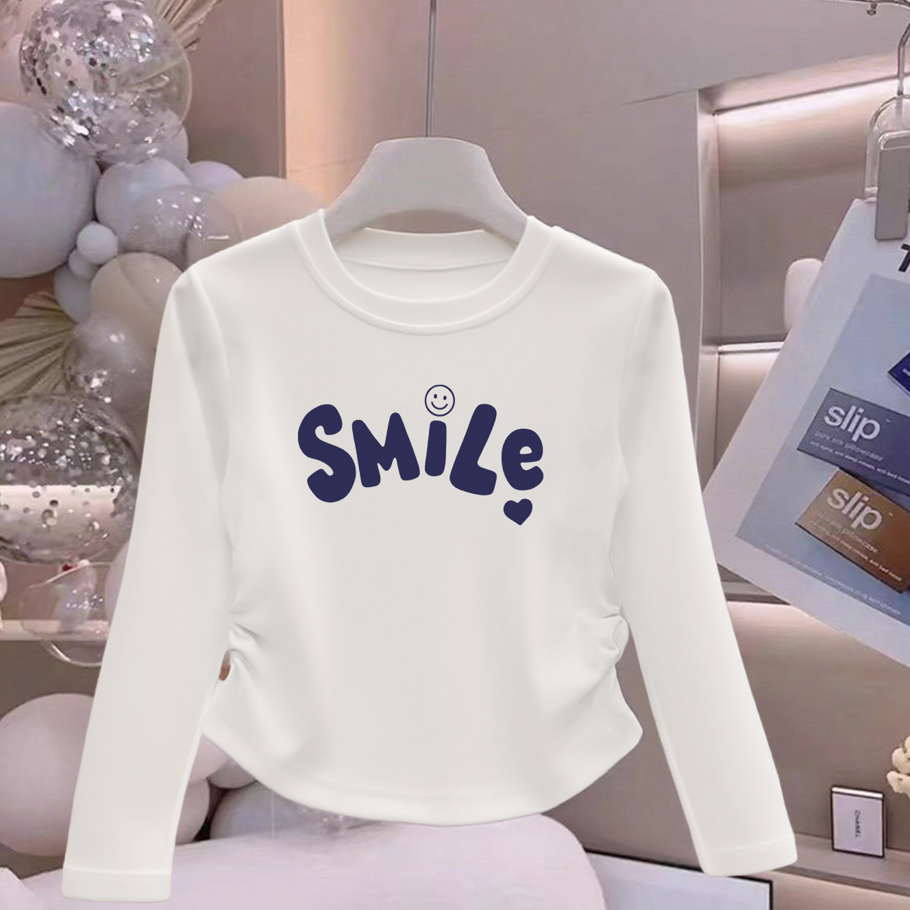 新款女童长袖2025春秋中大童褶皱内搭打底衫儿童洋气女孩上衣潮 - 图3