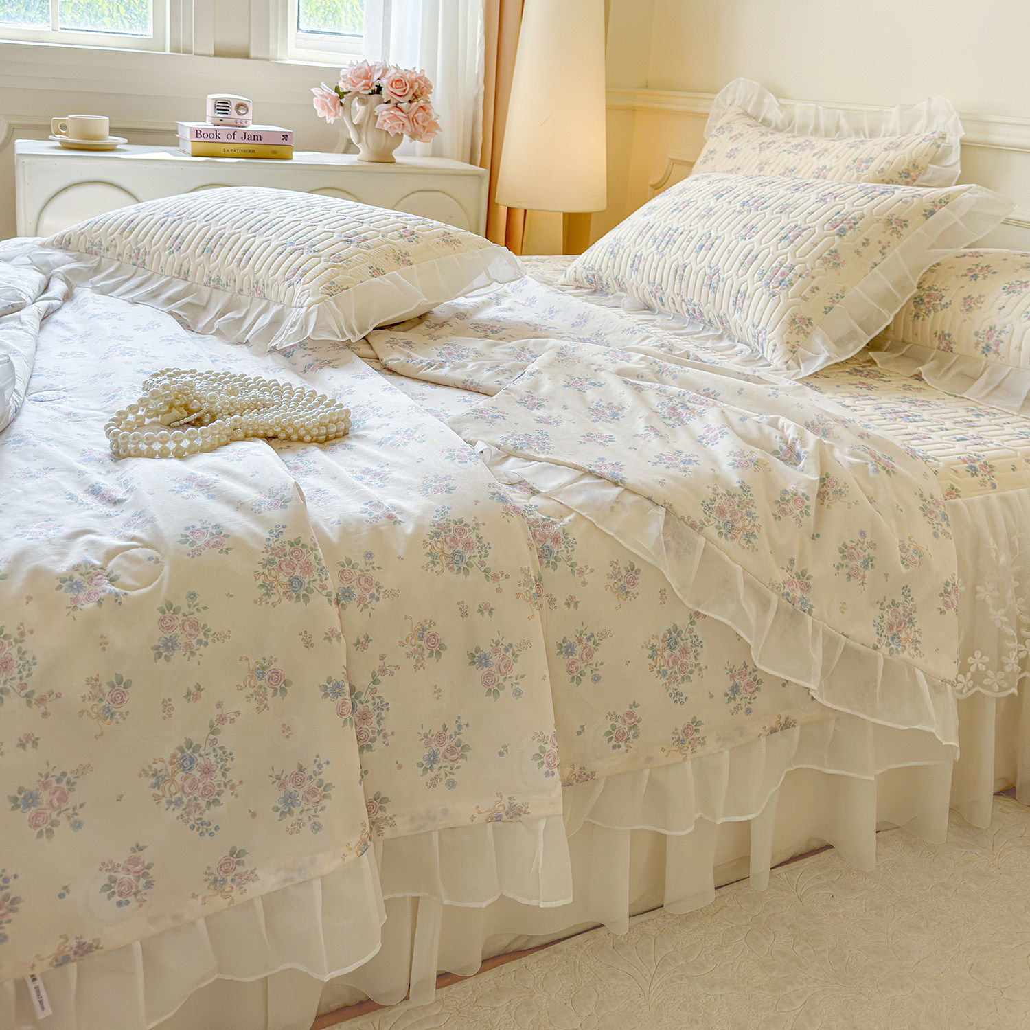 A类冰丝乳胶凉席三件套夏凉被四件套小清新夏季可机洗空调席床裙,淘宝优惠券,粉丝福利购,淘宝优惠卷