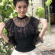 ເສື້ອແຂນຍາວສີດຳ lace collar patchwork knitted top