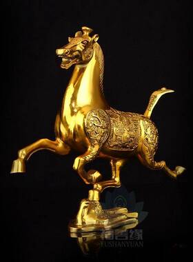纯铜马摆件黄铜马踏n飞燕马到成功生肖马中式家居办公室工艺装饰