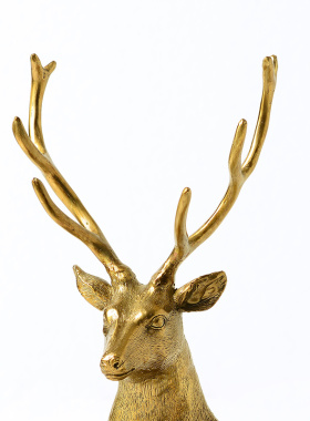 欧式纯铜麋鹿摆件美式软装别墅客厅电视柜工艺品样板间鹿摆设品
