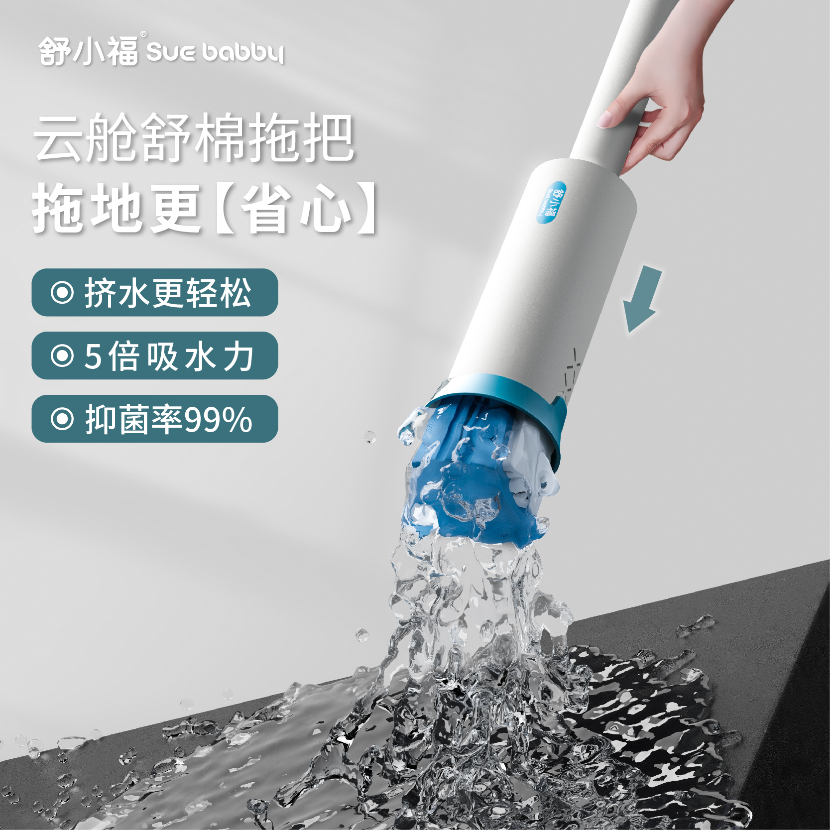 舒小福舒棉2024新款对折吸水海绵拖把家用一拖净免手洗胶棉卫生间