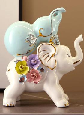 新中式葫芦大象创意陶瓷摆件客厅电视柜招财乔迁新居装饰品小摆设