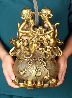 全铜猴子摆件大号生肖猴福禄寿猴招财猴工艺礼品摆饰家居装饰风水