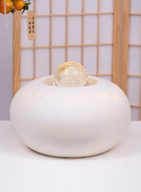 聚宝盆现代风水轮招财生财水晶球流水摆件循环水桌面W客厅开业送