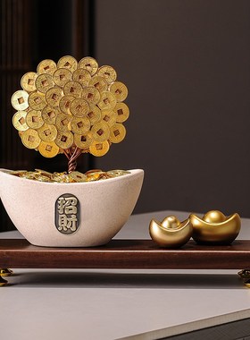 八方来财聚宝盆摆件招财聚财办公室客厅玄关酒R柜装饰开业乔迁礼