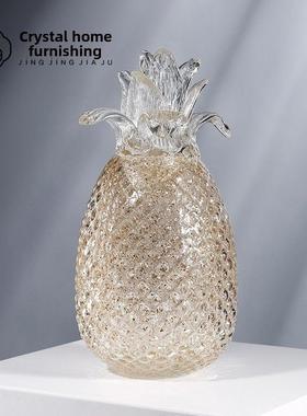 现代轻奢菠萝玻璃小饰品酒柜电视柜书房展厅饰品桌创意礼品