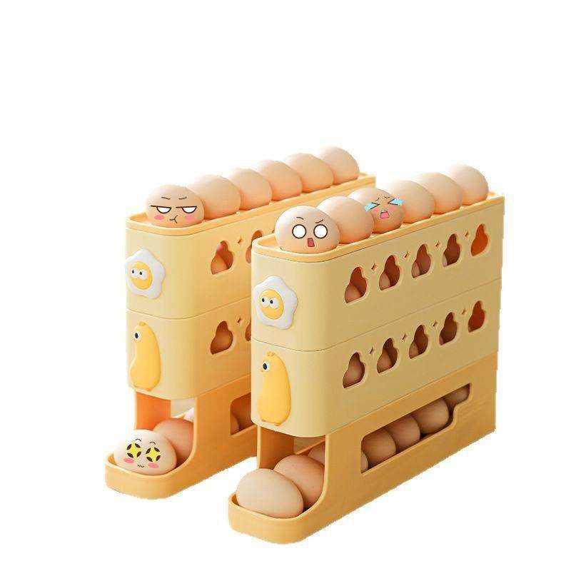 冰箱鸡蛋收纳架滚动滑梯式鸡蛋架冰箱侧门鸡蛋托盘多层鸡蛋收纳盒,淘宝优惠券,粉丝福利购,淘宝优惠卷