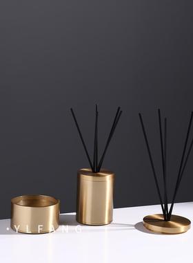 一匚轻奢现代无火香氛罐 样板间室内卧室家居床头柜金色香薰摆件