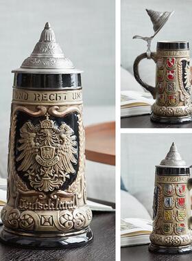 欧式覆古创意耶诞礼品德国传统陶瓷啤酒杯酒吧装饰品啤酒节礼品