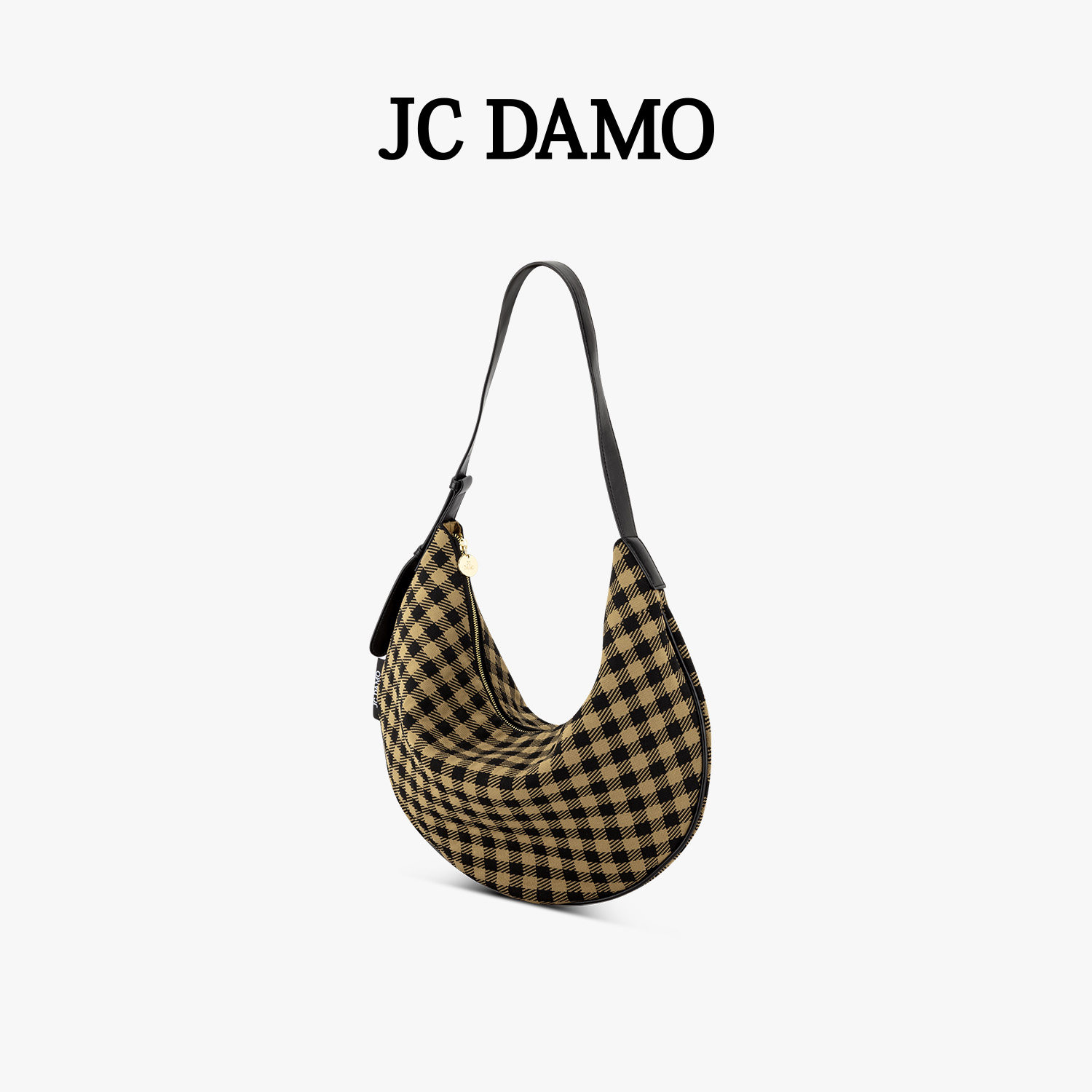 JCDAMO25新款格纹月牙hobo包饺子包通勤斜挎单肩包轻量化折叠收纳,淘宝优惠券,粉丝福利购,淘宝优惠卷