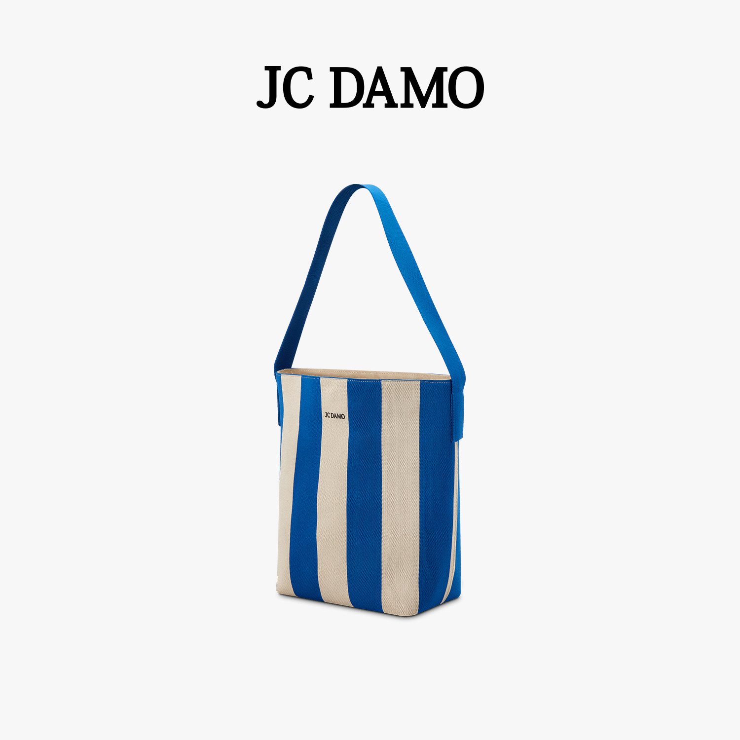 JC DAMO复古条纹单肩水桶包女大容量新款包时尚高级感通勤编织包