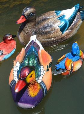 仿真浮水鸳鸯漂浮摆件鱼池假山喷泉鱼缸景观装饰池品户外田园