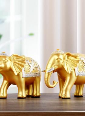 吸水大象招财摆件一对客厅高端工艺品轻奢高档办公室家居酒柜装饰