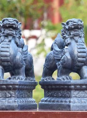 石雕青石招财貔貅一对石头皮丘门墩貔貅镇宅家用别墅酒店门口摆件