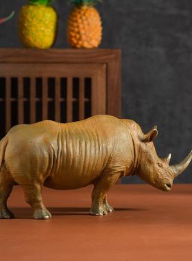 古铜官犀牛摆件仿真雕塑铜工艺品入户玄关艺术品客厅电视柜装饰品