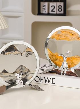 暴力熊流沙画摆件轻奢高档高级感小众酒柜电视柜客厅儿童房装饰品