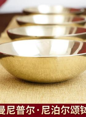 尼泊尔手工颂钵曼尼普尔瑜伽静心铜罄钵盂音碗精致工艺摆件收藏品