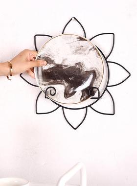 圆盘瓷盘子单盘铁艺摆盘支架欧式立式家居墙面装饰挂盘架铁艺盘架