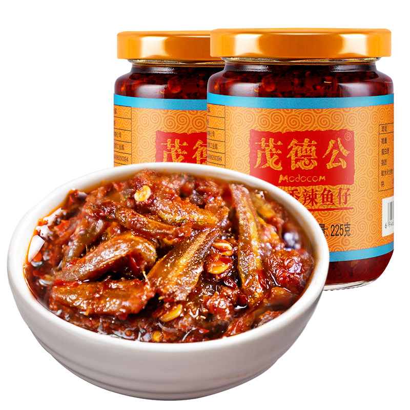 茂德公225g深海小鱼仔油辣椒酱下饭菜拌饭酱拌面调味鱼肉香辣酱料,淘宝优惠券,粉丝福利购,淘宝优惠卷