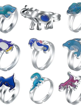 时尚女戒小众设计简约少儿公主卡通可爱动物感温变色戒指
