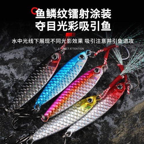 鱼鳞纹飘落铁板路亚饵3D打印亮片超远投钓翘嘴鲈鱼鳜鱼路亚假饵 - 图1