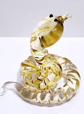 水晶蛇生肖摆件蛇年新年礼物生日礼品琉璃十二生肖家居客厅装饰品