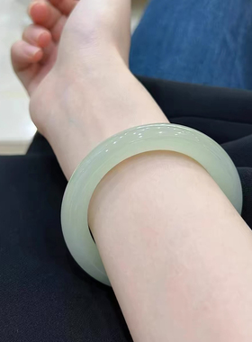 天然玉镯阿富汗玉青白玉礼盒装温柔气质女性送女友珍品玉镯真品