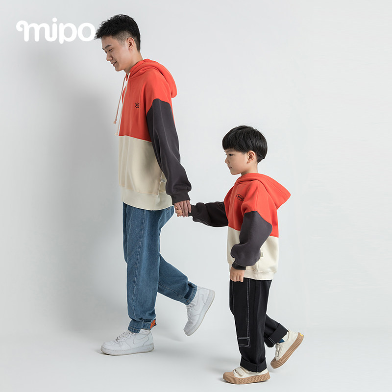 mipo亲子装连帽卫衣一家三口2020 mipo亲子装/亲子时装