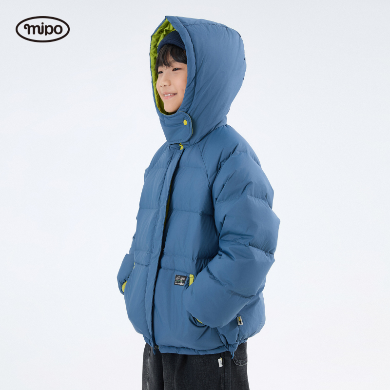 【商场同款】mipo冬季儿童羽绒服三防男女童护脖抗冷连帽厚外套潮 - 图2