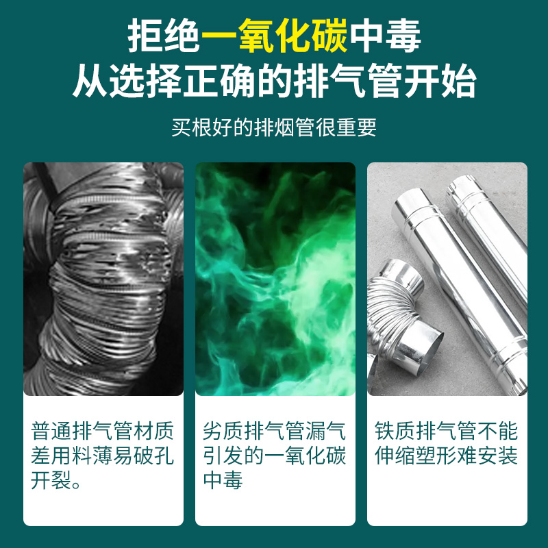 燃气热水器排气管强排式直排不锈钢烟道管伸缩软管排烟管配件加长 - 图3