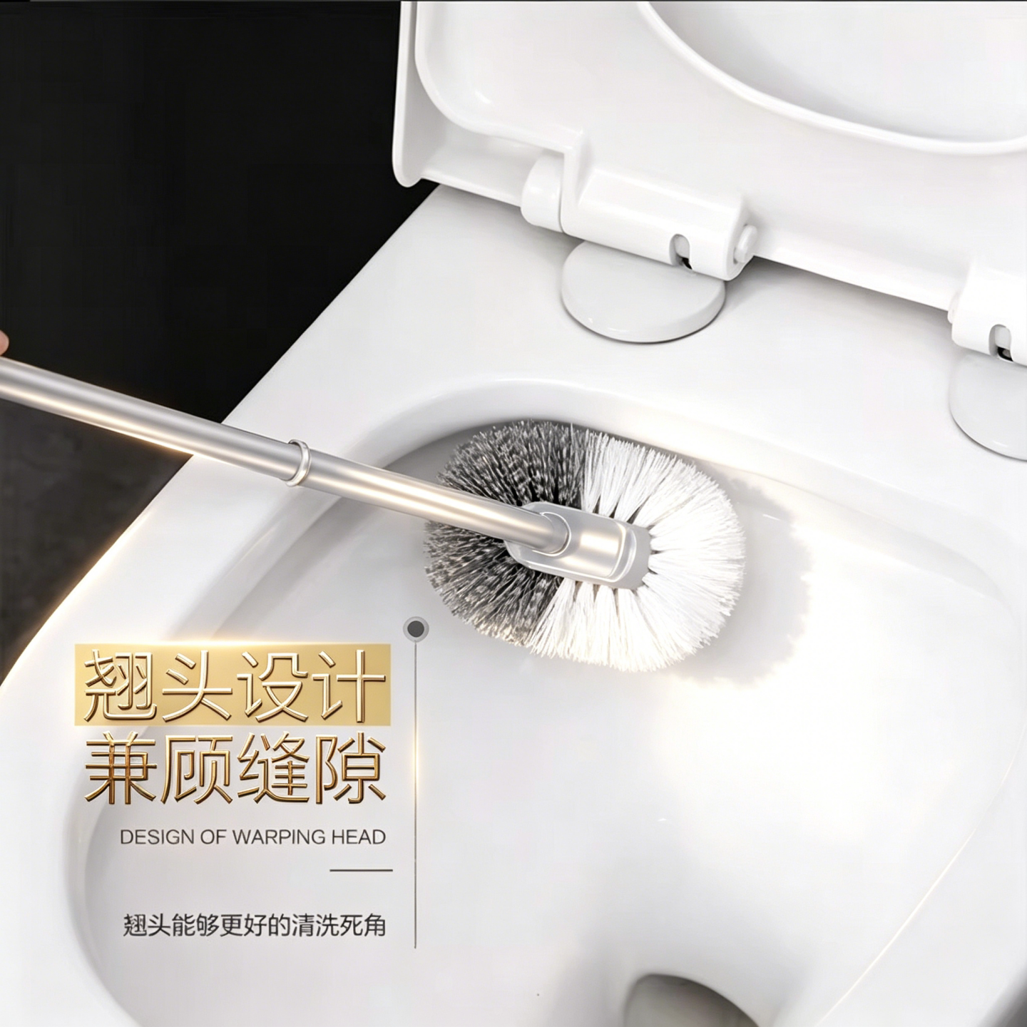 Wall-mounted soft bristle long handle toilet brush