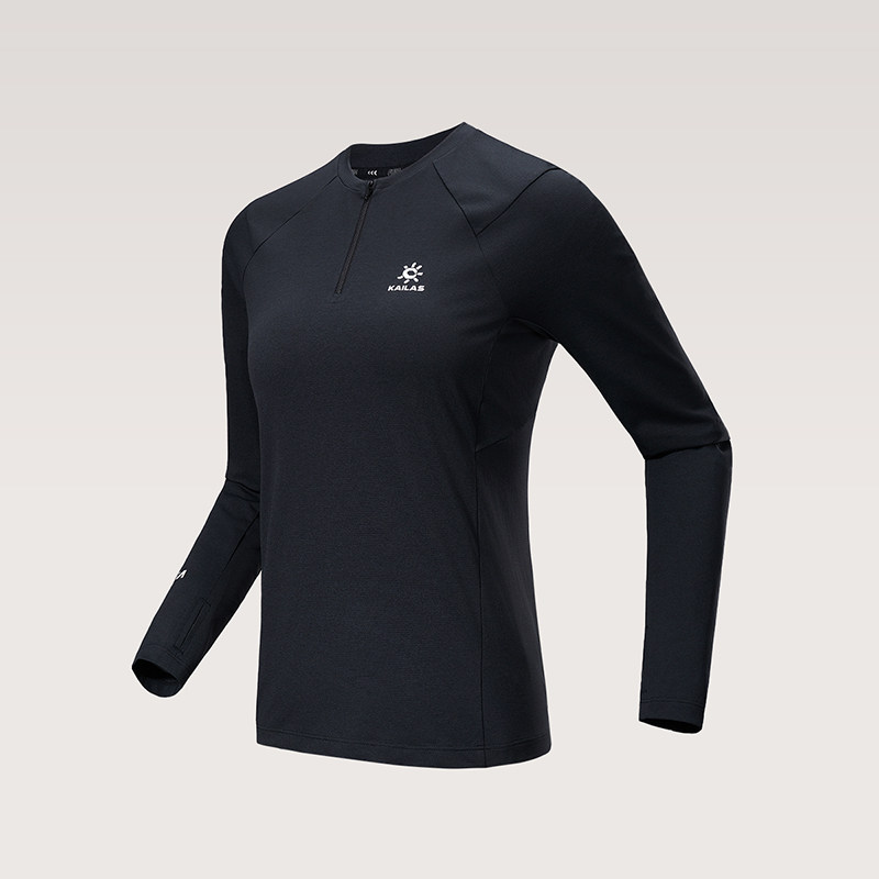 凯乐石FUGA户外运动跑山吸湿速干透气半开胸拉链功能长袖T恤女款,淘宝优惠券,粉丝福利购,淘宝优惠卷