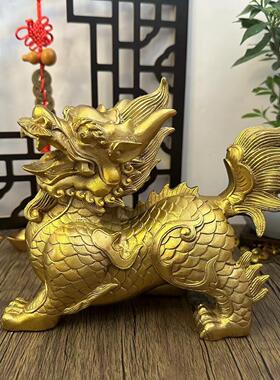 铜麒麟摆件一对办公室客厅家居店铺开业饰品装饰火麒麟摆件工艺品