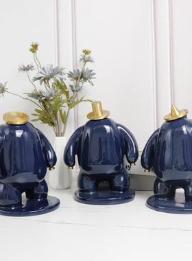 现代简约多色抽象人雕塑样板房胖子人家居摆件金属树脂软装饰品