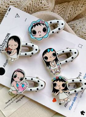 卡通yuy小玉发夹ins甜美少女刘海侧边发夹碎发夹卡通百搭椭圆发饰