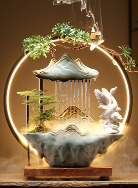 速发公水器生财摆件客厅流环办循室桌面鱼缸水景家居饰品招财开业