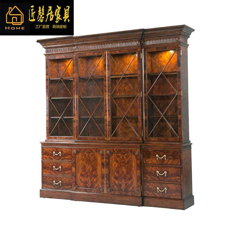 亚历山酒柜英式新典古柜别VOH墅美式桃花芯木雕花法式书大柜酒家,淘宝优惠券,粉丝福利购,淘宝优惠卷