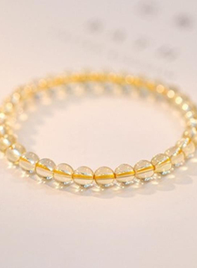 普陀山黄水晶天然金发晶手串