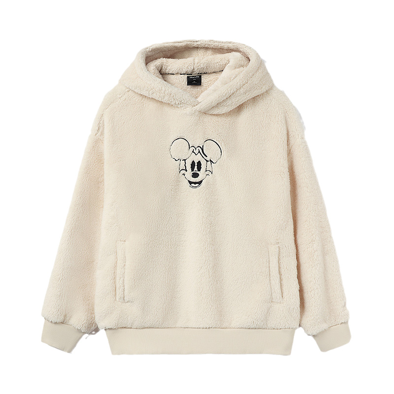 正品李宁X联名系列女子冬季连帽羊羔绒运动休闲卫衣AWDR684 - 图3