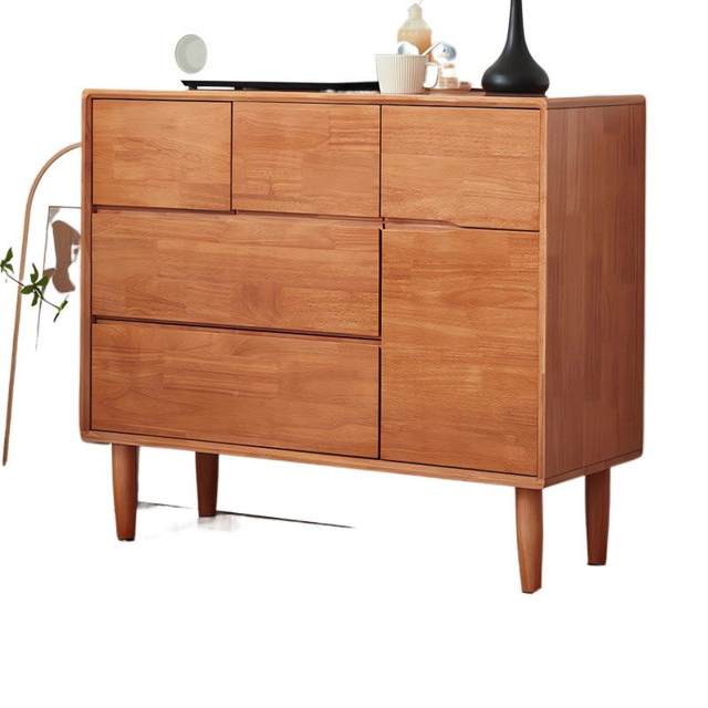 Lying Yla solid wood chest cabinet dining side cabinet household living room storage REK cabinet room simple modern guest multi-function drawer storage belt