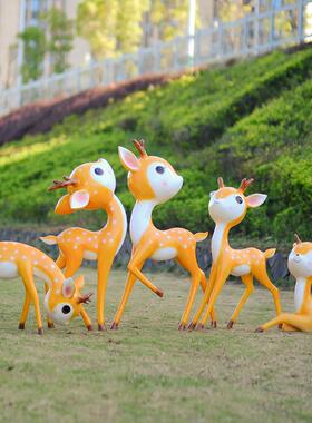 卡通梅鹿雕PTM塑模型小区花鹿公园户园林景观小品装外饰仿真动物