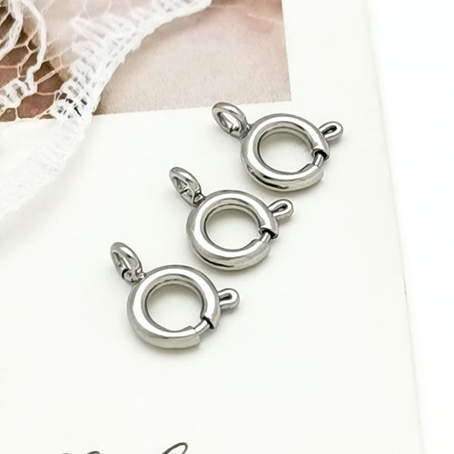 316不锈钢5-8mm弹弓扣炉内真空电镀不褪色项链扣弹簧扣圆形扣百搭 - 图3