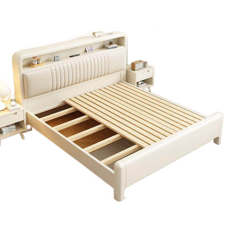 1..8米奶实木床油风1.5米双人床现代简约米12白HWG色卧室储物床货 - 图3