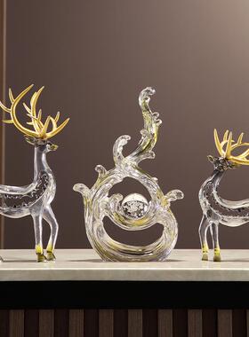 创意家鹿居招财摆件一对轻奢高公档柜玄关客厅OHL酒柜电视办室装